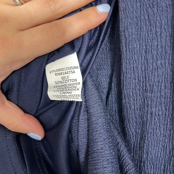 J.NNA Navy Blue Midi Dress - Size Medium - NWT - Deep V Neck, Midriff Cutouts - Picture 8 of 8